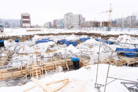 На строительстве ЖК «Аквилон NEO» в Северодвинске ведется устройство ростверка